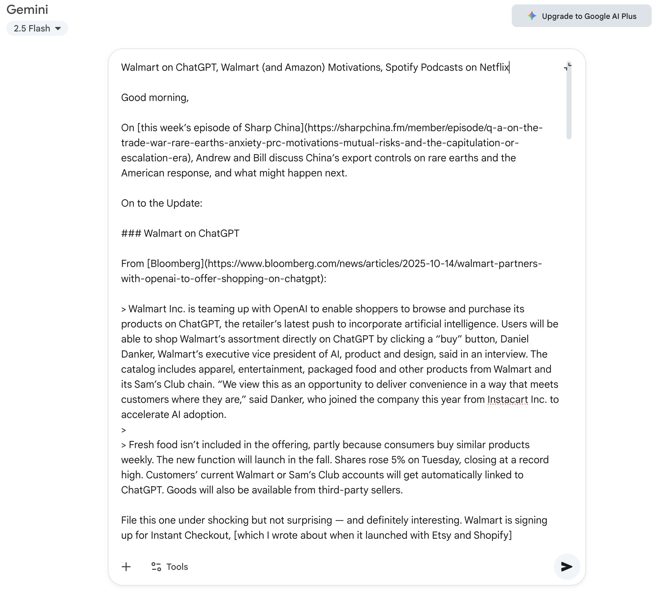 Gemini allows you to press the button at the top-right corner to expand the input field