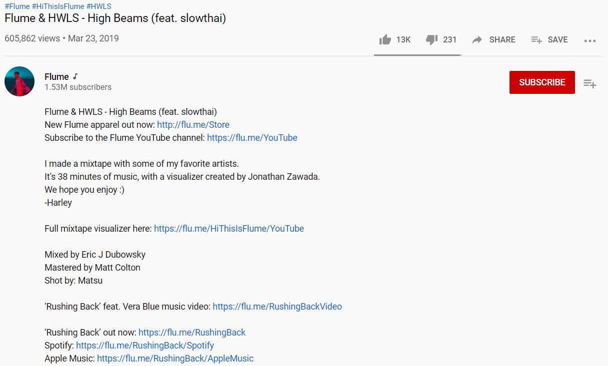 Promotions at the end of an MV, and in the description section.